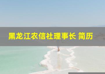 黑龙江农信社理事长 简历